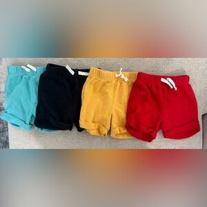 Kids' Cotton Shorts Set - Black, Red, Yellow, and Blue